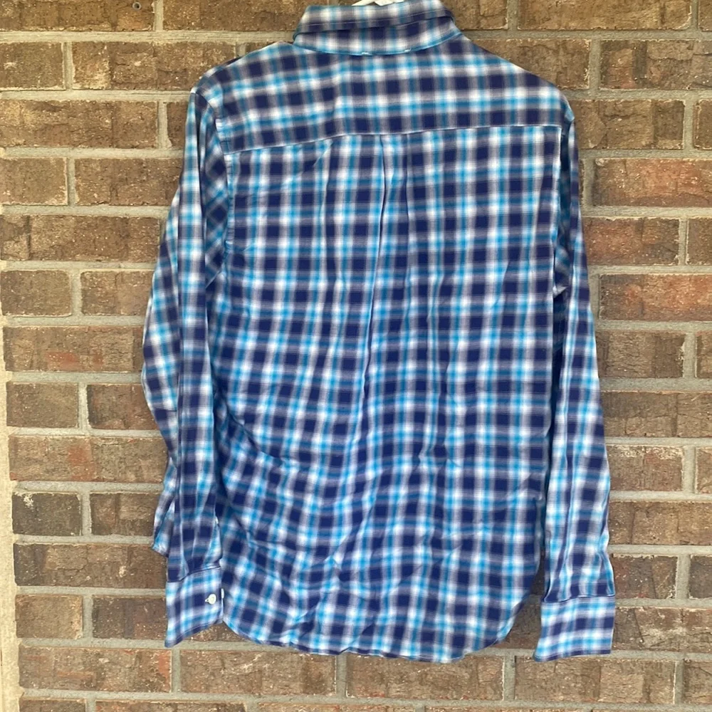 Blue plaid button down shirt by banana Republic size medium